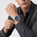 Luksusowe męskie automatyczne zegarki z datownikiem Szkło szafirowe Koperta 40 mm Stal nierdzewna Niebieska tarcza Zintegrowana bransoleta 3