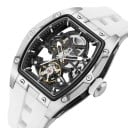 Luksusowe męskie mechaniczne zegarki Skeleton z widocznym mechanizmem Koperta tonneau 42 x 53 mm Wodoodporność 3 ATM Silikonowy pasek 10