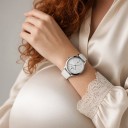 Luksusowe stylowe zegarki damskie z datownikiem Koperta 38 mm Grubość 8,5 mm Mechanizm kwarcowy Stal nierdzewna Skórzany pasek Wodoodporne 3 2