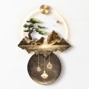 Lumière LED murale avec image 50 x 70 cm Montagnes avec arbre et lac Acrylique et métal Lumière blanche chaude Décoration murale moderne 2