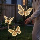 Lumière LED Papillon 40 x 25 cm Papillon Lumineux Dynamique Avec Ailes Mobiles Et Support À Enfoncer 12 V ABS Blanc Chaud Intérieur et Extérieur 4