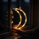 Lumière LED Suspendue de Noël en Forme de Lune 20 x 15 cm Fonctionnant sur Piles AAA avec Ventouse Décoration Lumineuse Blanche Chaude pour Fenêtre 4