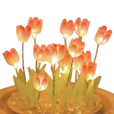 Lumină de noapte cupolă cu lalele DIY 9 flori cu suport din lemn Cadou de montat pentru iubitorii de flori Decorațiune pentru interior 3