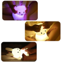 Lumină de noapte din silicon cu formă de iepure, reîncărcabilă prin USB, 1200 mAh, control tactil, lumină reglabilă în 8 culori, pentru camera 4