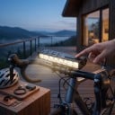 Lumină frontală pentru bicicletă 8 LED 2000–3000 lumeni Acumulator 8000 mAh Aluminiu și plastic Negru Încărcare USB-C Cu suporturi pentru ghidonul 3