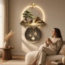 Lumină LED de perete cu imagine 100 x 70 cm Muntii cu copacul și lacul Acrilic și metal Lumină albă caldă Decorațiune pentru interior 3