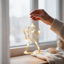 Lumină LED Suspendată de Crăciun Înger 21 x 12 cm Pe Baterii AAA Cu Ventuză Înger Strălucitor Cu Aripă Lumină Albă Caldă Decorațiune Pentru Fereastră 4