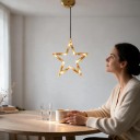 Lumină LED Suspendată de Crăciun Stea 19 x 15 cm Pe Baterii AAA Cu Suport Suptor Decorativ Strălucitor Alb Cald Pentru Fereastră Uși și Vitrină 2