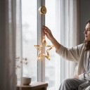 Lumină LED Suspendată de Crăciun Stea 19 x 15 cm Pe Baterii AAA Cu Suport Suptor Decorativ Strălucitor Alb Cald Pentru Fereastră Uși și Vitrină 4