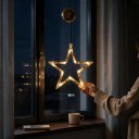 Lumină LED Suspendată de Crăciun Stea 19 x 15 cm Pe Baterii AAA Cu Suport Suptor Decorativ Strălucitor Alb Cald Pentru Fereastră Uși și Vitrină 5