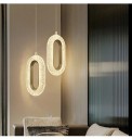 Lumină LED suspendată dublă cu 2 ovale din metal și acril, alb cald, lățime 24 cm, suspendare până la 180 cm, pentru dormitor sau deasupra mesei de dining 5
