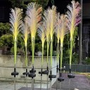 Lumină solară cu stuf de grădină 88 cm LED Fibră optică Decorare Cale impermeabilă Iluminat gazon Tub din oțel inoxidabil și piele 2