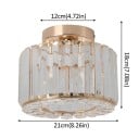 Luminaire de plafond diamètre 21 cm, hauteur 18 cm, base 12 cm Cylindrique avec des éléments en verre, 3 températures de lumière 3