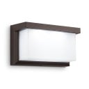 Luminaire mural extérieur LED 25 W Protection IP65 Design allongé en largeur Diffuseur blanc dans un cadre sombre Lumière blanche froide 6000 K Pour façade et terrasse 1