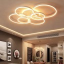 Luminária de teto LED com 6 elementos circulares, regulável com controlo remoto, 130 W, 100 x 68 x 17,5 cm branca para a sala de estar 4