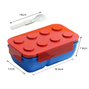 Lunch Box 1050 ml Building Block Design Bento Box with Fork Two Compartments Lockable Food Container Microwave Dishwasher Portable Box 7