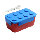 Lunchbox 1300 ml Bouwsteen Design Bento Box met Vork Drie Compartimenten Afsluitbaar Magnetron Vaatwasser Draagbare Lunchbox 7