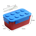 Lunchbox 1300 ml Bouwsteen Design Bento Box met Vork Drie Compartimenten Afsluitbaar Magnetron Vaatwasser Draagbare Lunchbox 4