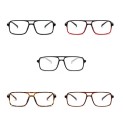 Lunettes anti-lumière bleue pour ordinateur et téléphone Monture en plastique carrée avec double pont Grandes verres rectangulaires transparents 5