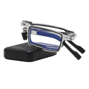 Lunettes de lecture pliantes en métal +3,50 avec filtre de lumière bleue Étui en plastique Lunettes portables Contre la fatigue oculaire Lunettes 1