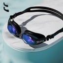 Lunettes de natation avec verres miroités protection UV Cadre en silicone Polycarbonate Sangle réglable Lunettes de sport pour la piscine 2