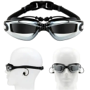 Lunettes de natation correctrices -3,0 dioptries Lunettes de bain avec bouchons d'oreilles Lunettes de piscine anti-buée 3