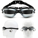 Lunettes de natation pour adultes avec bouchons d'oreilles protection UV Anti-buée Sangle réglable Confortable pour nager en piscine ou en mer 2