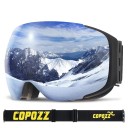 Lunettes de ski professionnelles avec effet miroir Lunettes pour le ski et le snowboard avec protection UV400 Lunettes de ski étanches pour casque anti-buée avec étui en tissu 10