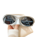 Lunettes de soleil sportives UV400 Monture gris argenté Verres miroir Lunettes de protection pour le cyclisme Unisexe pour le vélo course conduite 1