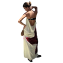 Lunghi maxi abiti senza spalline con vivace stampa floreale Abiti estivi eleganti con schiena scoperta e cintura 2