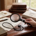 Lupa da collo con illuminazione 30 LED Ingrandimento 5x e 10x Lente 138 mm Manico rimovibile Ricarica USB-C Nera Per lettura, cucito e lavori manuali 5