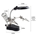 Lupă de birou cu lumină 3,5x 12x suport auxiliar pentru lipire, suport cu clemă, lupă PCB, instrument de lupă cu LED 5