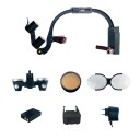 Lupa dental binocular 3,5x con luz LED y batería faro quirúrgico para dentistas lámpara médica 5W 2000mA adaptador 5V 1A AC100-240V 2