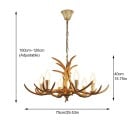 Luster v tvare parožia so 6 paticami E14 v retro štýle, hnedá živica, šírka 76 cm a výška 53 cm, do obývacej izby alebo jedálne 2