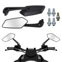 Lusterka wsteczne motocyklowe 2 szt. Uniwersalne mocowanie 8 mm i 10 mm Czarna osłona ABS Głowica obrotowa 360° Do skuterów i motocykli o małej pojemności 2