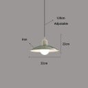 Lustră cu abajur verde în formă de farfurie, diametru 32 cm, înălțime 22 cm, cablu 120 cm, metal, soclu E27 pentru bucătărie și living 2