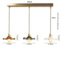 Lustră triplu suspendată cu abajur retro în formă de floare, bază de 80 cm, diametru 23 cm, înălțime 12,5 cm, cablu 100 cm, sticlă, metal 2