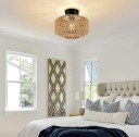 Lustre en bambou fait main Lampe de plafond suspendue Lustre en rotin Lustre en bambou avec ampoule LED E27 30 x 22 x 12 cm 2