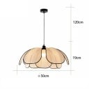 Lustre suspendu en tissu tissé à la main en forme de lotus diamètre 50 x hauteur 19 cm câble 120 cm métal noir douille E27 pour salle à manger 2