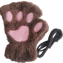 Luvas de dedo inteiro de malha para senhora Tamanho universal Pêlo Poliéster Luvas de inverno quentes com padrão de patas de gato 13