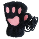Luvas de dedo inteiro de malha para senhora Tamanho universal Pêlo Poliéster Luvas de inverno quentes com padrão de patas de gato Macias e confortáveis 3