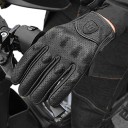 Luvas de moto de dedos inteiros perfuradas com protecções nos nós e dedos e palma acolchoada em pele preta para condução de moto 7