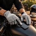 Luvas de moto de verão respiráveis e tácteis com protetor de articulação resistentes a quedas e desgaste para moto e motocross unisex 5