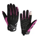 Luvas de moto femininas de dedo inteiro respiráveis com função tátil e dorso em rede e palma reforçada para condução de moto 2