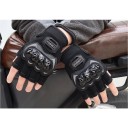Luvas de moto sem dedos à prova de choque com proteção de articulação e palma antiderrapante para condução de moto e bicicleta unisex 4