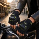 Luvas de moto sem dedos à prova de choque com proteção de articulação e palma antiderrapante para condução de moto e bicicleta unisex 6