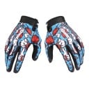 Luvas de motocross e ciclismo com estampa de ossos em azul com padrão em relevo na manga para condução em terreno 1