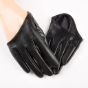Luvas de pele para mulher de meio dedo Tamanho universal Couro sintético Poliéster Spandex Luvas curtas elegantes para um outfit elegante 3