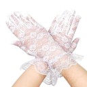 Luvas de renda curtas e completas para senhora com franzido em poliéster respirável, luvas sociais para ocasiões festivas e formais 6