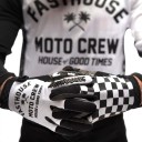 Luvas desportivas de dedos completos para motocross e moto com estampado numa e padrão xadrez na outra luva para condução em terreno 3
